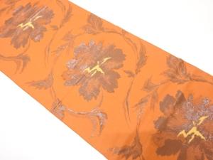 アンティーク　草花模様織り出し袋帯（材料）